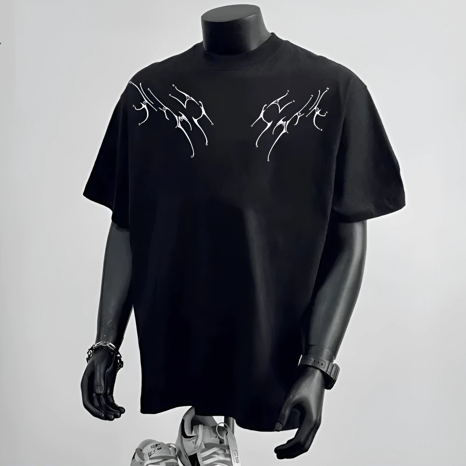 Men's printed pure cotton loose fit short sleeve top in white and black colour options