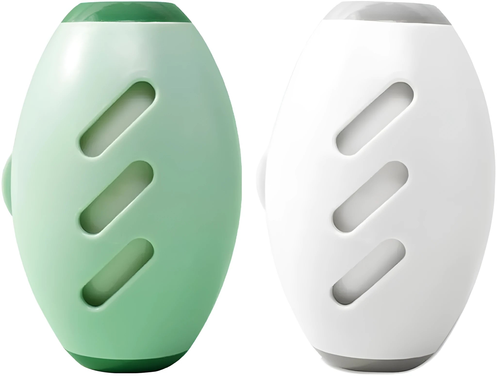 Green and white washable reusable gel lint roller balls for portable pet hair removal.