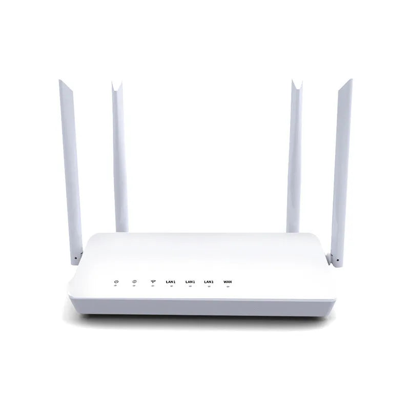 Portable 300m home WiFi router in black or white with 4 LAN ports and compact metal case