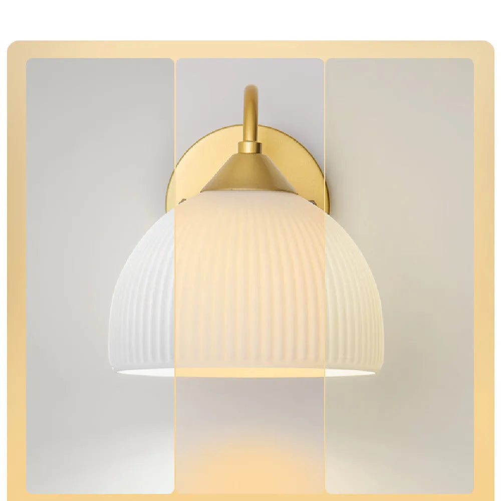 Gold and white glass lampshade on iron frame with spray paint frosted finish for corridors and living rooms