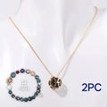 Natural stone beaded necklace and bracelet set in semi-precious stones like amethyst and rose quartz.