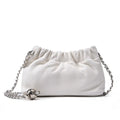 Women's soft leather dumpling-shaped crossbody bag in grey with a single strap