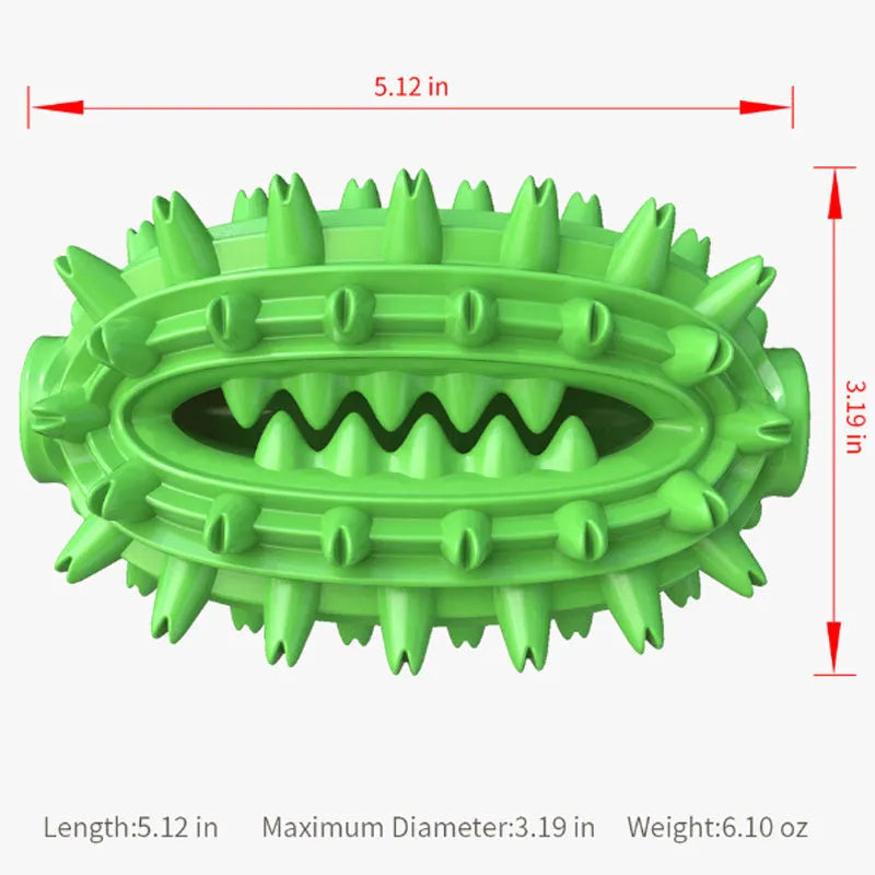 Green cactus-shaped dog toothbrush toy for aggressive chewing and dental care