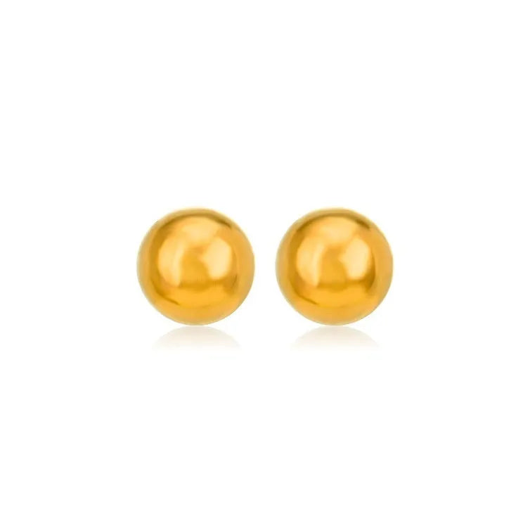 Stainless steel ball stud earrings with minimalist geometric design in gold or silver finish