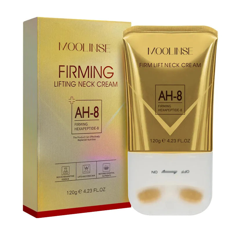 Neck moisturising cream with roller applicator for dry skin treatment