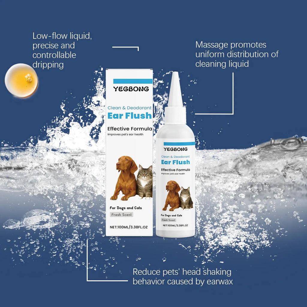 100ml bottle of gentle dog and cat ear cleaner liquid for earwax removal.