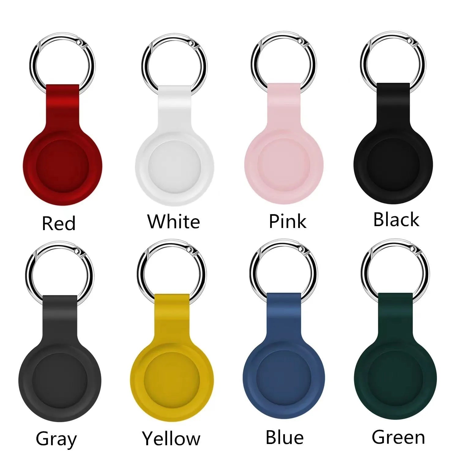 Silicone AirTag protective case with metal snap button in multiple colour options