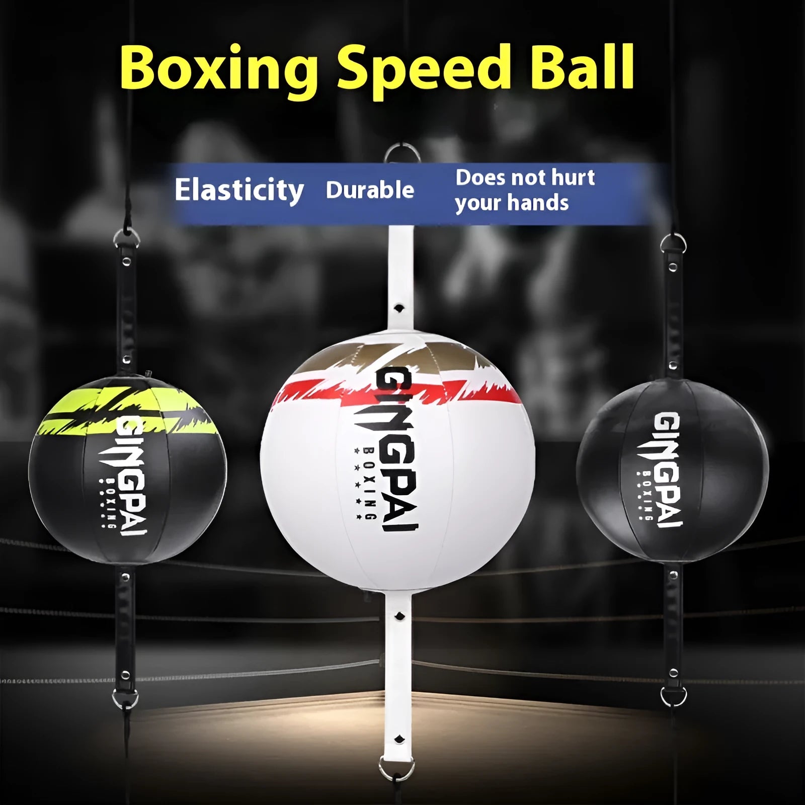 PU leather hanging boxing speed ball for reaction training in black colour
