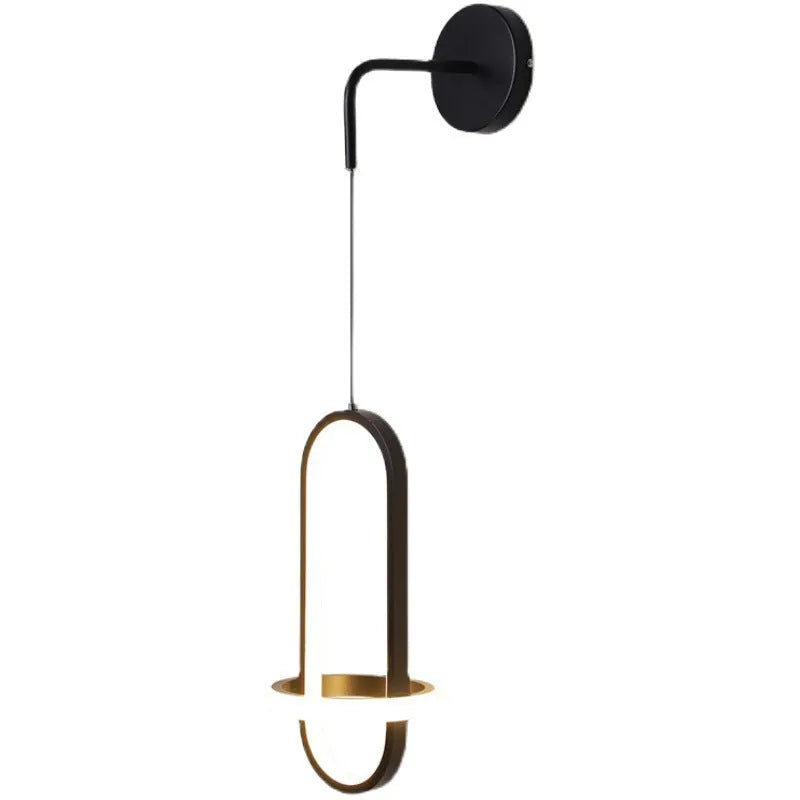 Nordic-style wall-mounted bedside lamp with iron shade in gold or black finish