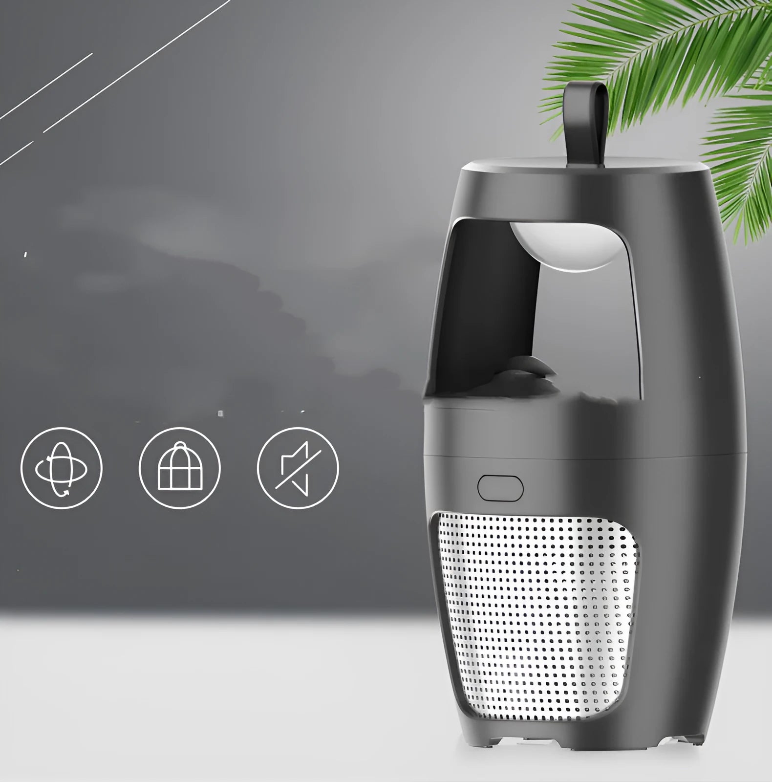 Black or white USB-powered indoor mosquito killer lamp with dimensions 115x115x227mm.