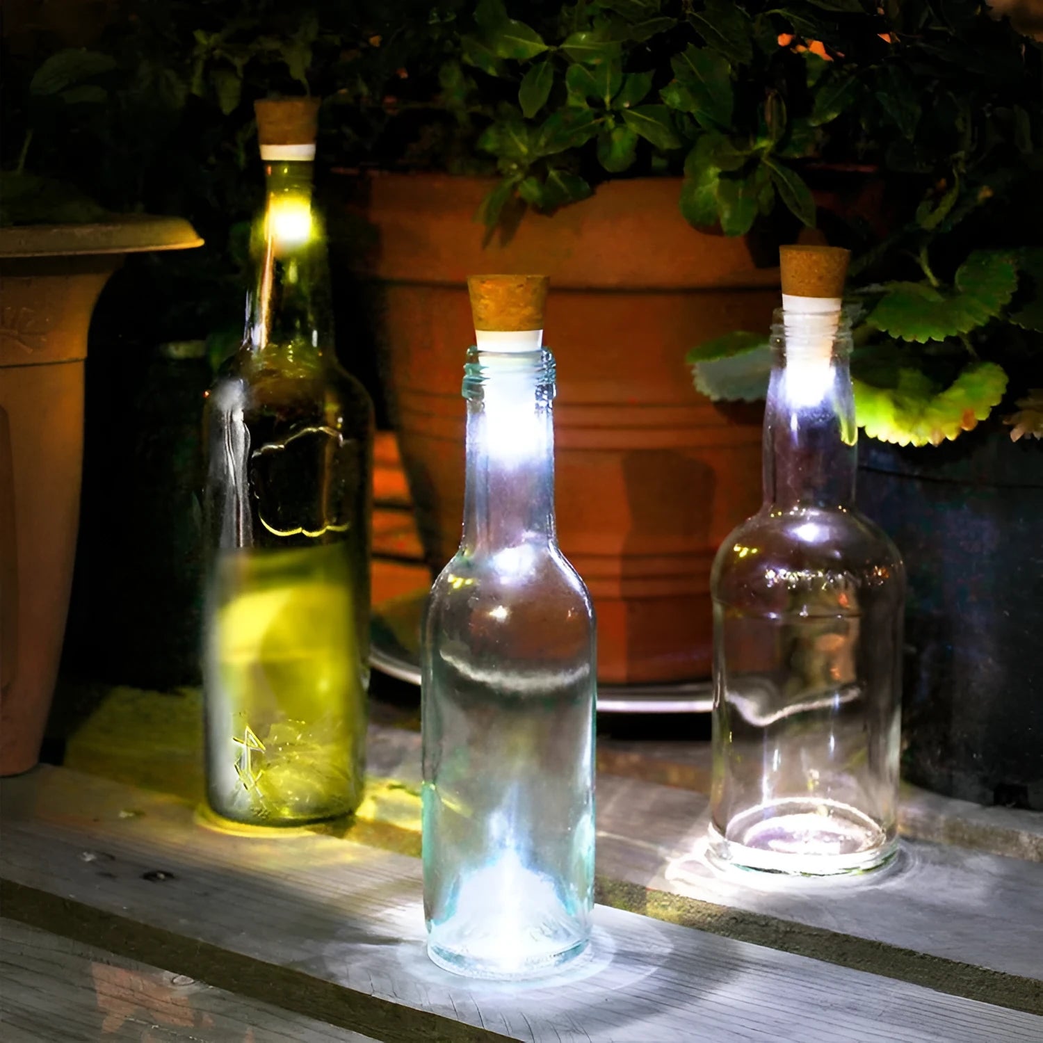 Plastic rechargeable LED luminous bottle cap cork light for decoration.