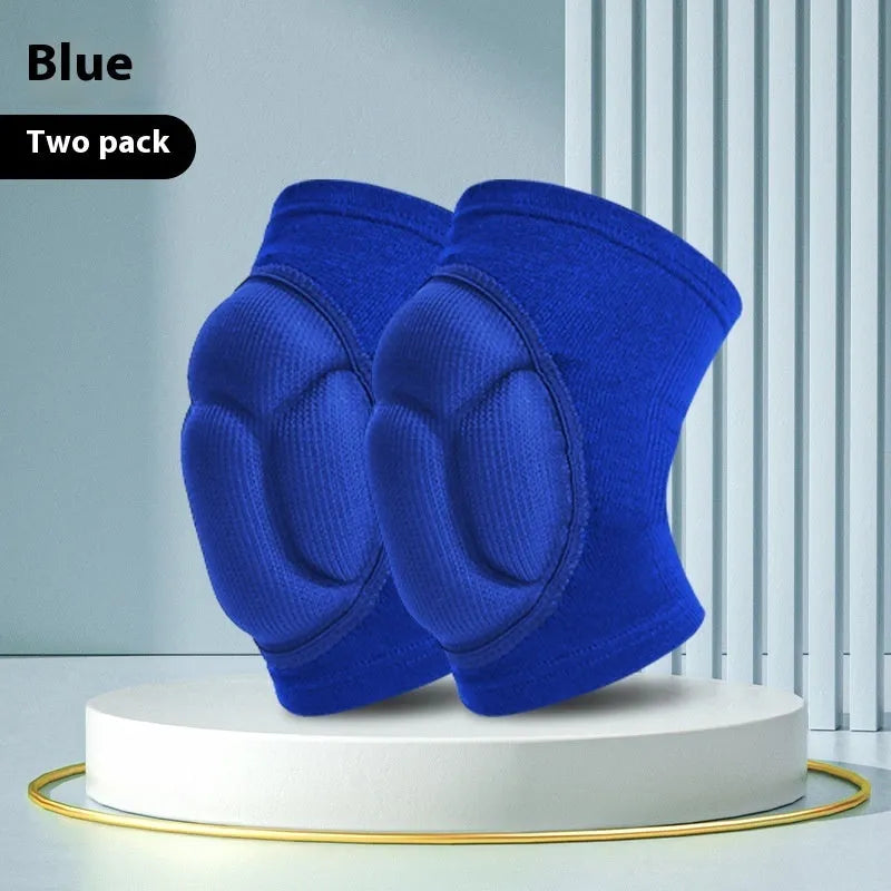 Black and blue thick sponge dance kneepad for knee protection during sports.