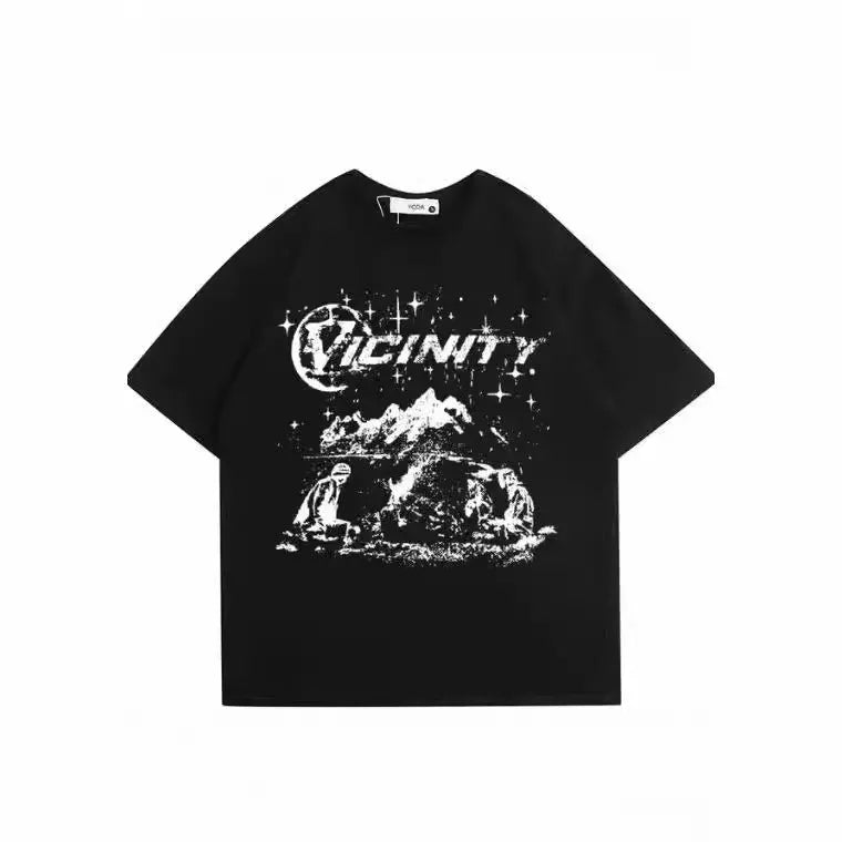 Men's retro hip hop print t-shirt in polyester available in multiple sizes and colours.