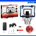 Red folding basketball frame with suction cup mount showing 400x300mm parallel panels and 16cm ball