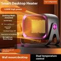 White desktop ceramic heater with rotatable base and push-button controls