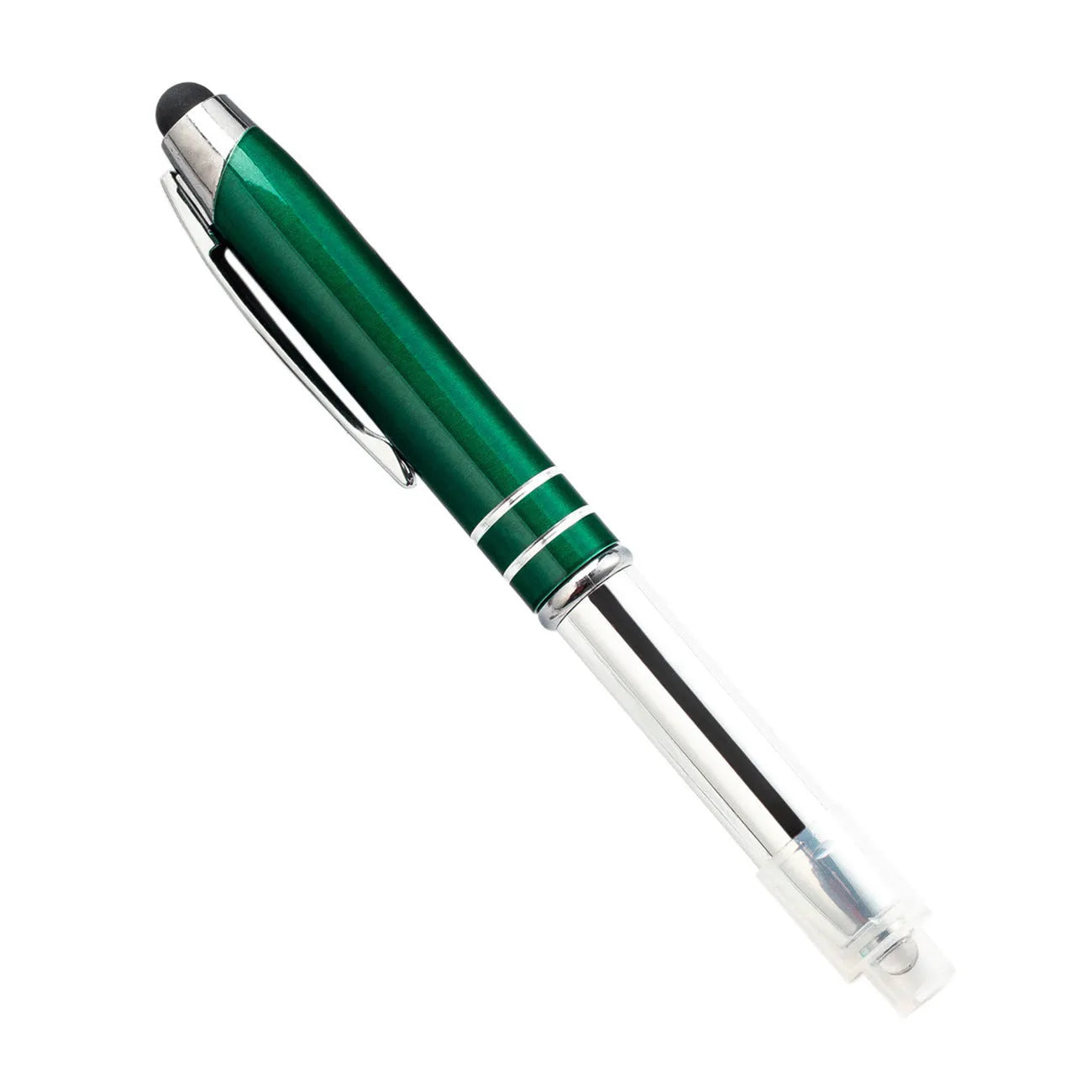 Multifunctional metal ballpoint pen with capacitive stylus tip and LED light in five colour options