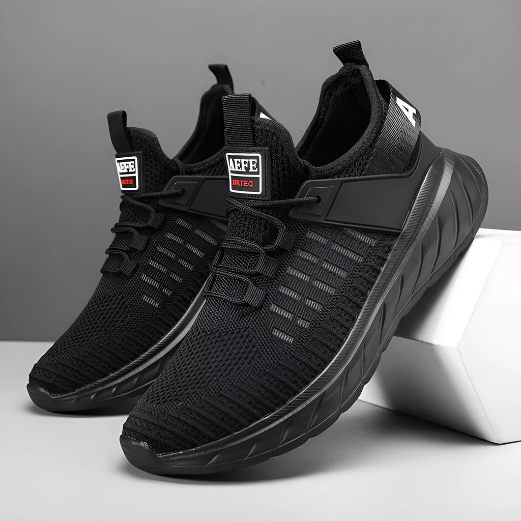Men's breathable mesh casual sports shoes in Gray with round toe and ankle strap