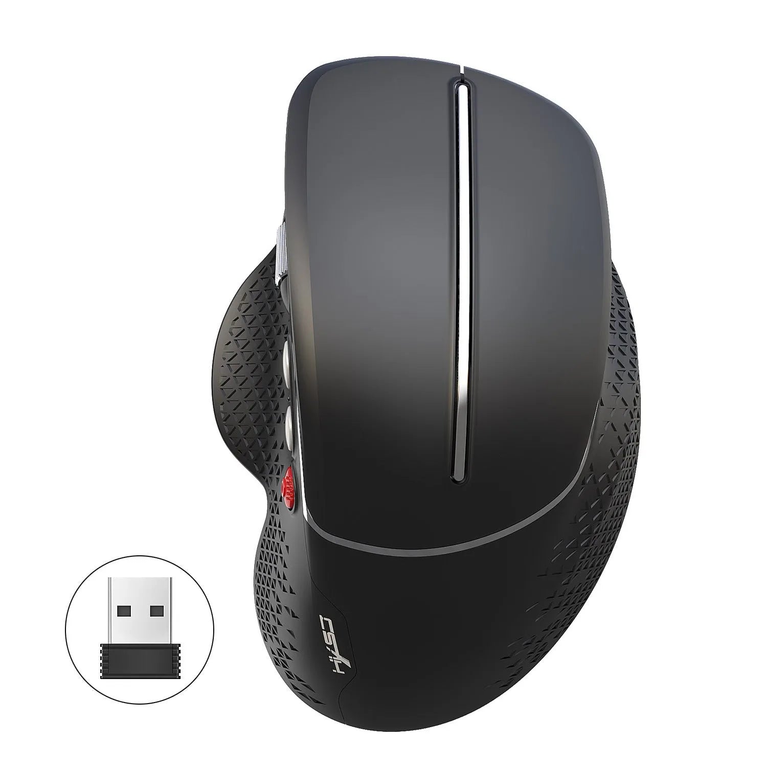 T32 wireless vertical ergonomic mouse with aluminium side roller in black matte texture