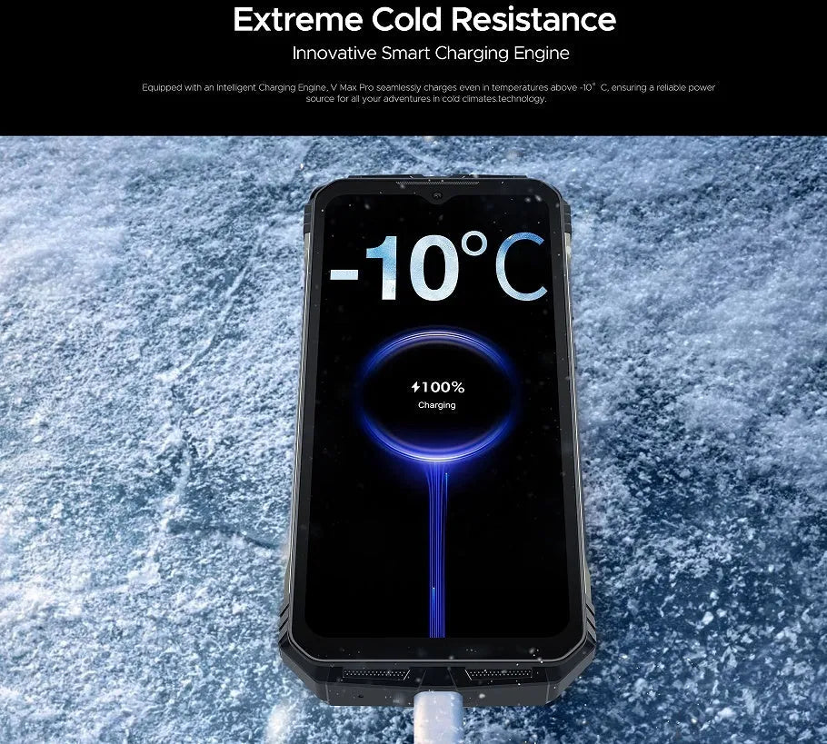 VMAX PRO Mobile Phone in black and grey colours with included charger and manual