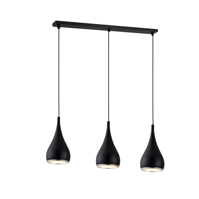 Iron restaurant chandelier ceiling lamp in black white or chrome finish with single or three head configuration