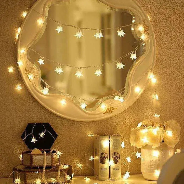 3 metre long LED star light string with 20 warm white glass lights for outdoor holiday decoration