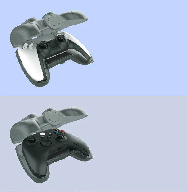 Grey transparent hard plastic case for game controller storage and protection