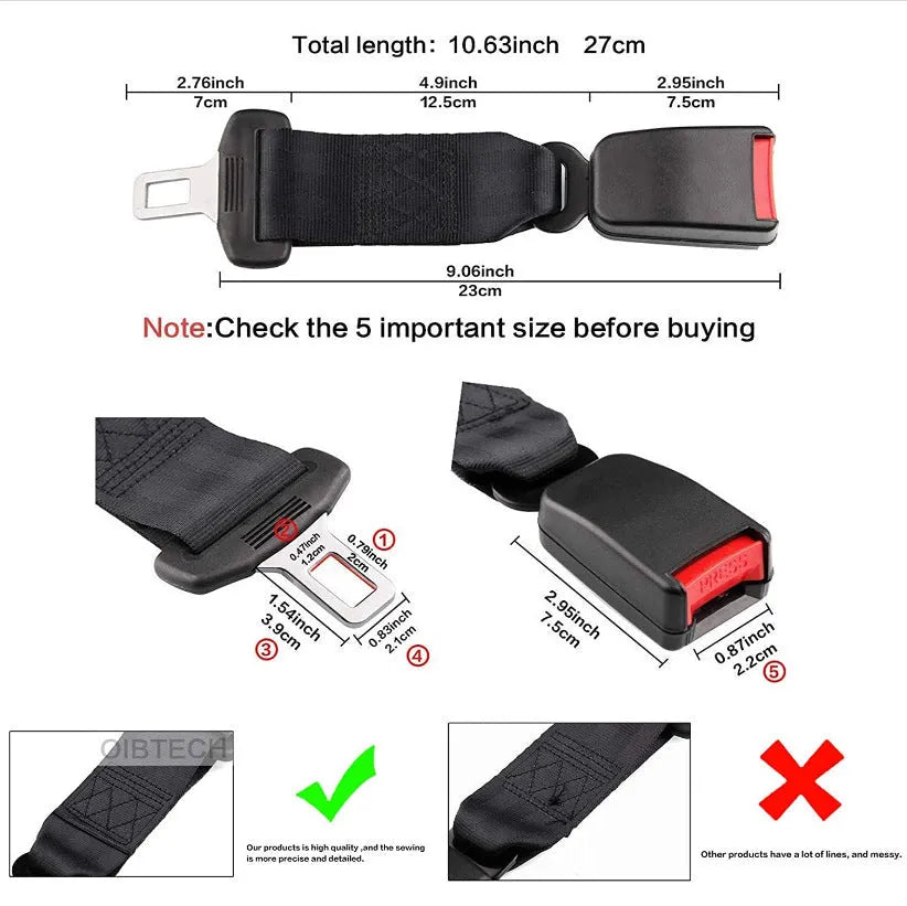 36cm black car seat safety belt extender for pregnant women and child car seats