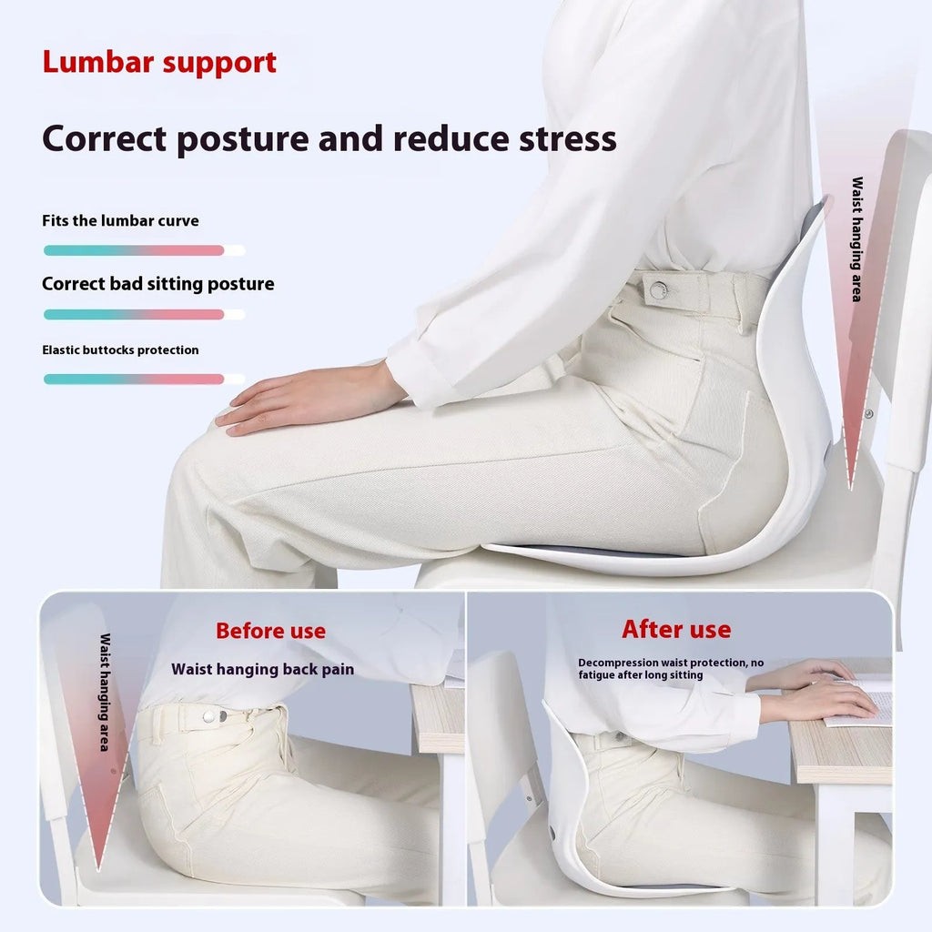 Grey and black waist support lumbar cushion showing solid colour design for back support on a chair.