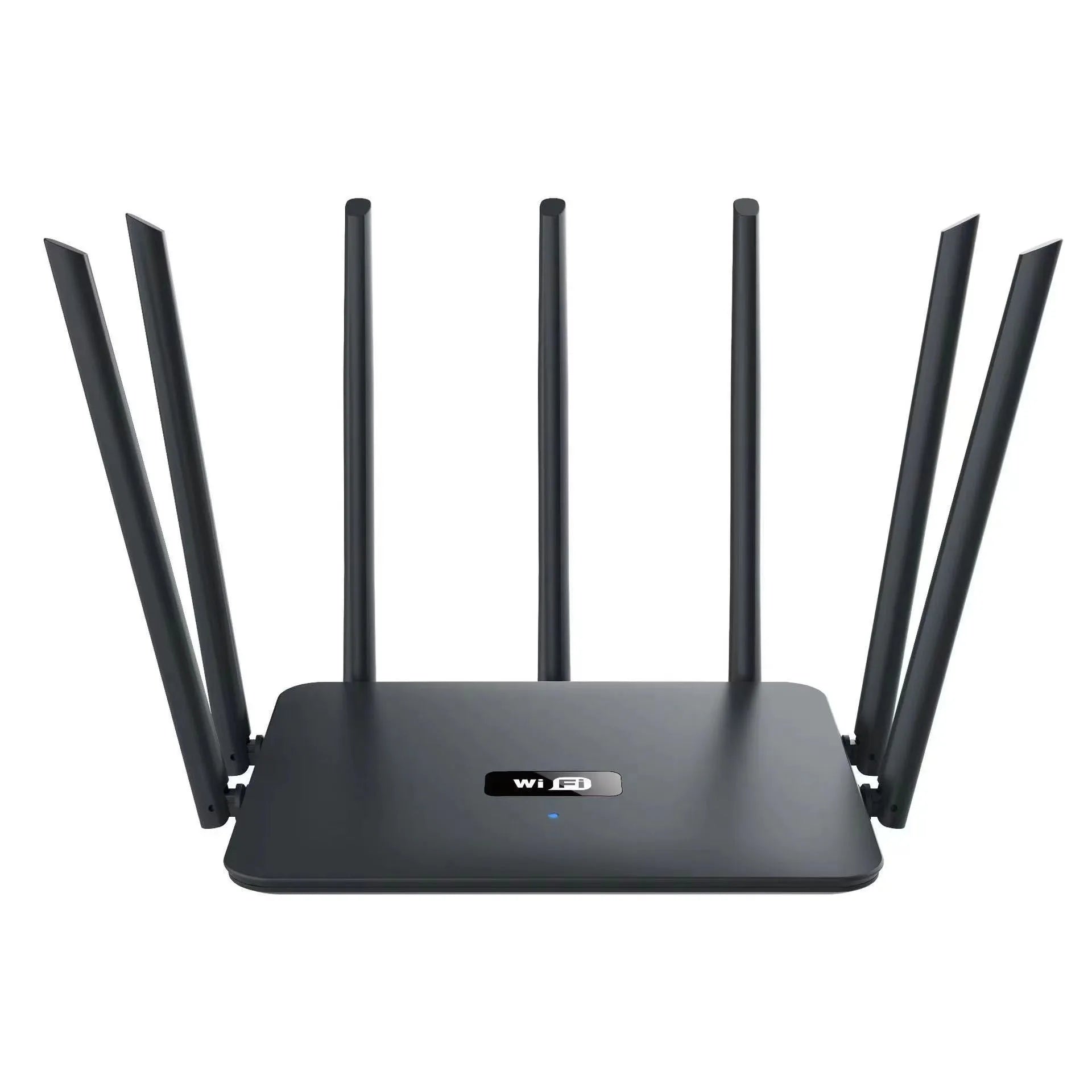 Black and white dual-band 5G router with multiple antennas for whole-home WiFi coverage