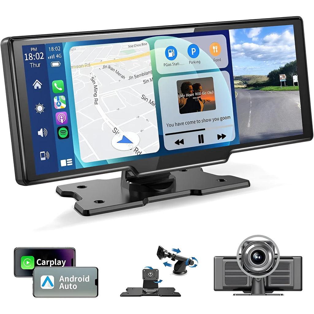 10.26-inch black touch screen car navigation device with dual recording cameras