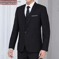 Men's Korean-style solid colour coat with size stick pocket, black, regular length