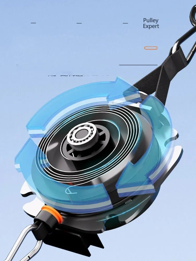 Adjustable resistance training tensioner in blue-grey or orange-grey with 2-20kg range