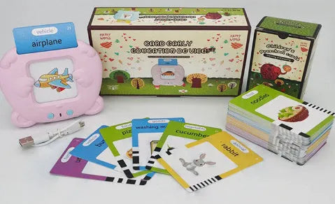 Children's English learning card with audio books showing blue colour option and card insertion