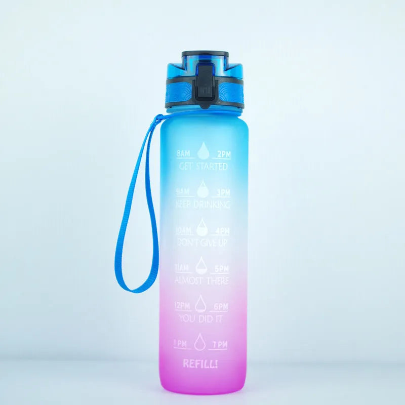 Clear 1000ml Tritan sports water bottle with fruit infuser inside