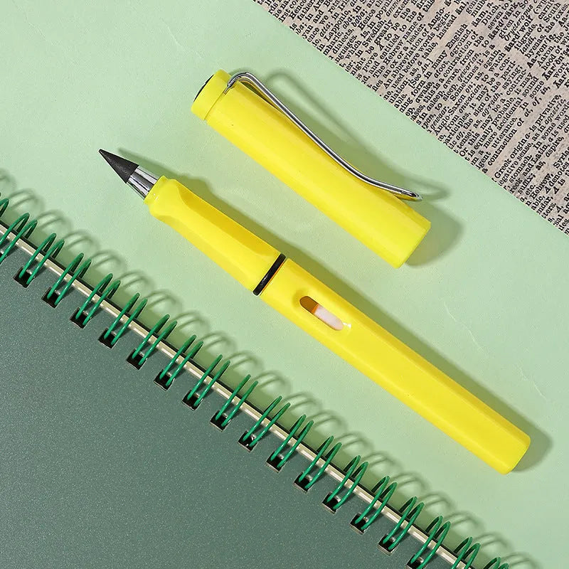 Inkless perpetual student pen with plastic shell and cartoon decoration in various lead colours