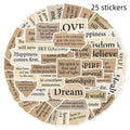 Set of 25 tear English design decorative stickers on a sheet, for laptops and notebooks.