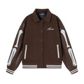 Women's apricot embroidered bone stitch wool jacket with long sleeves for autumn winter.