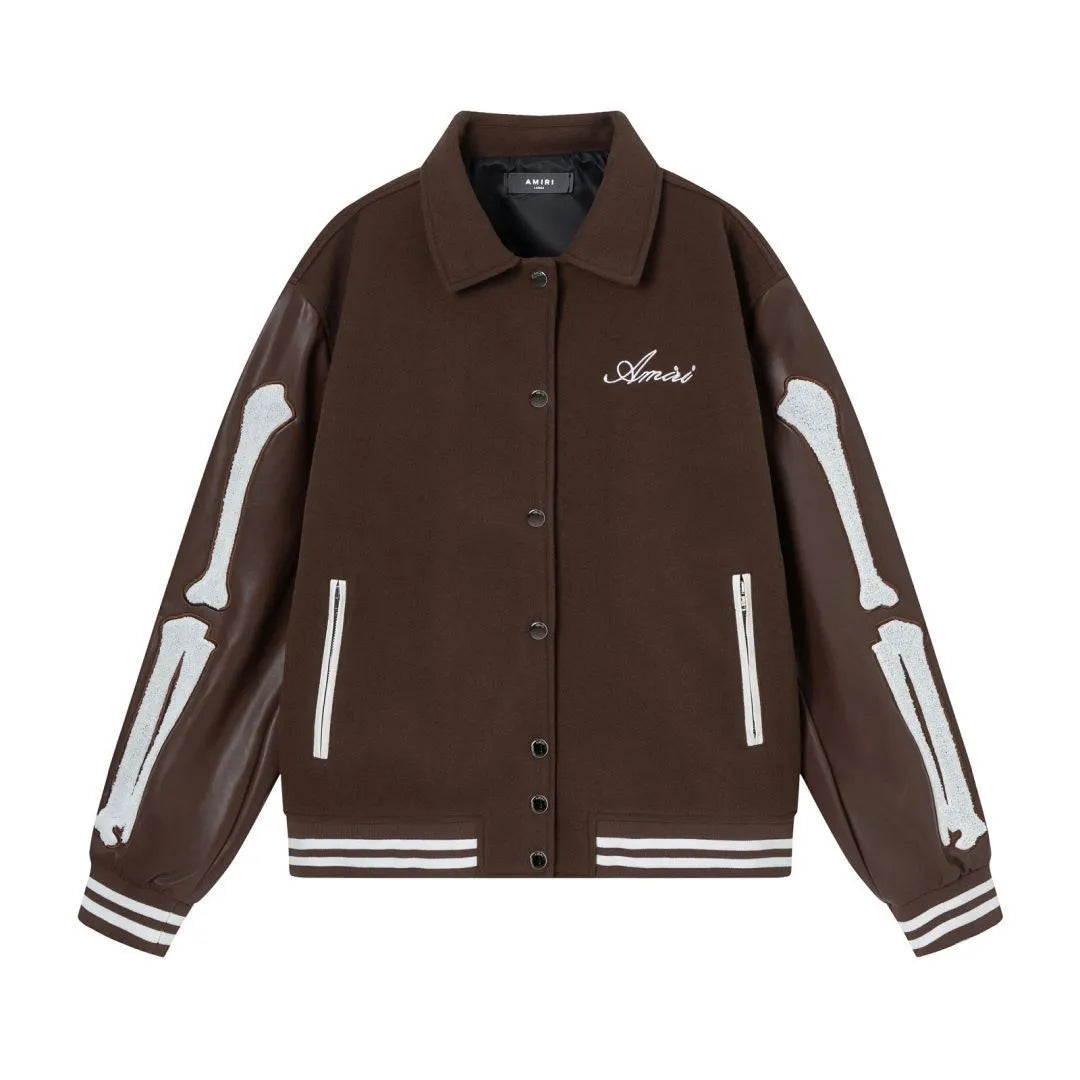 Women's apricot embroidered bone stitch wool jacket with long sleeves for autumn winter.