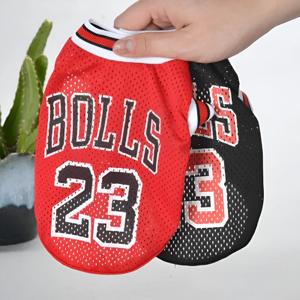 Black and red dog sweatshirt vest in polyester knit fabric with casual styling
