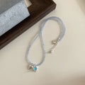 Women's colourful beaded hollow flower necklace with Korean style U-shaped copper chain