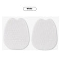 White thin felt shoe tongue stickers showing front pad design for anti-wear protection