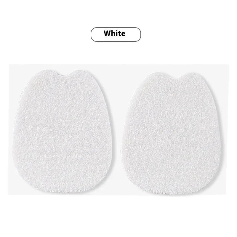 White thin felt shoe tongue stickers showing front pad design for anti-wear protection