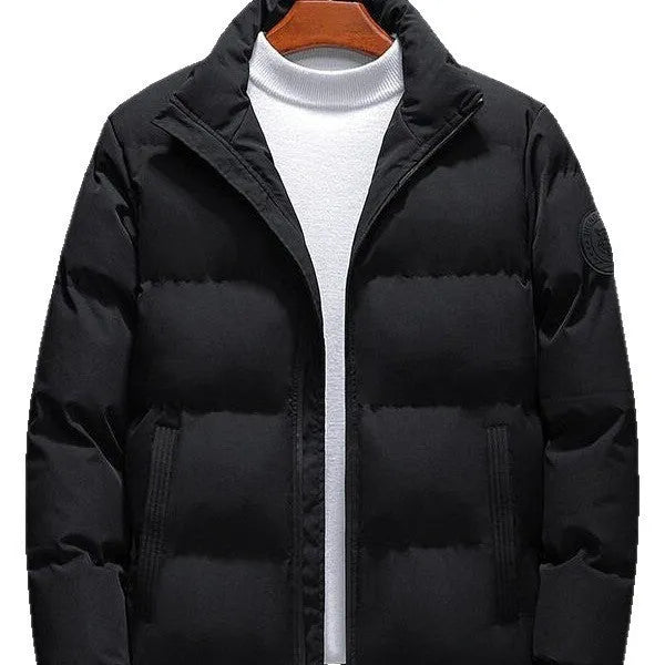 Men's casual cotton-padded cardigan coat jacket in green, zip front, winter outerwear