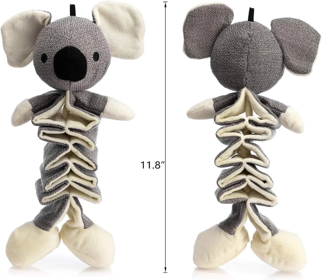 Hollypet grey koala squeaky dog toy 30cm long with crinkle paper