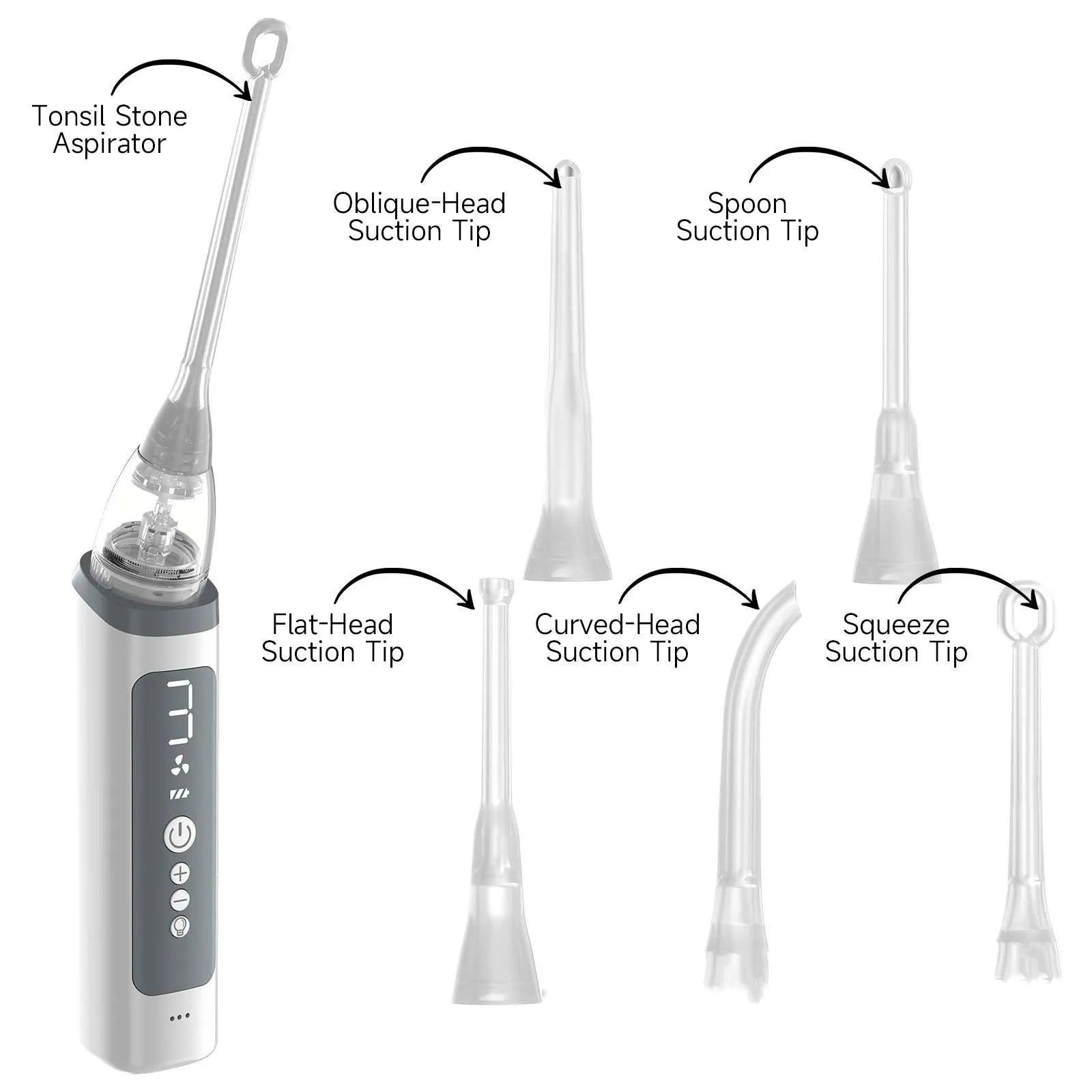 Milky white tonsil stone removal tool for oral cleaning and dental calculus extraction