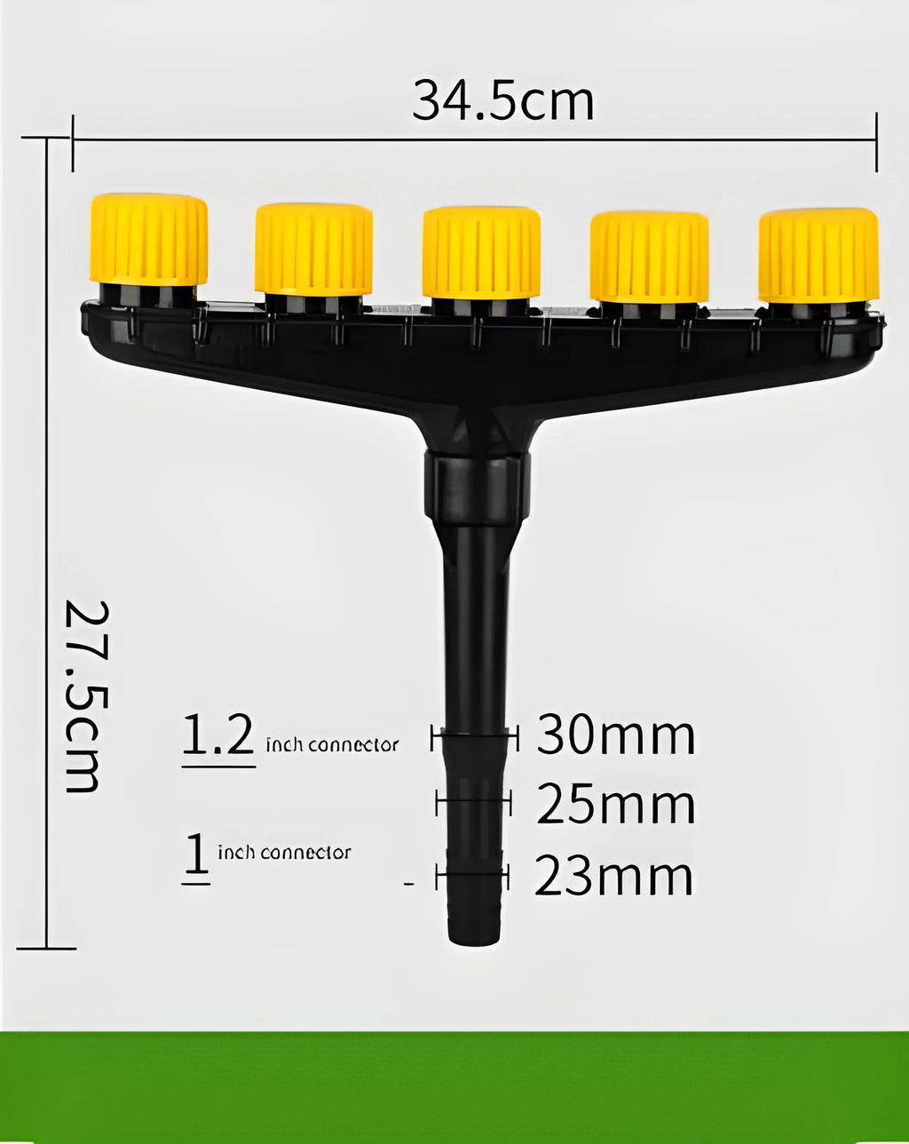 Multi-head porous spray header for watering vegetables, ABS plastic with clamp connection