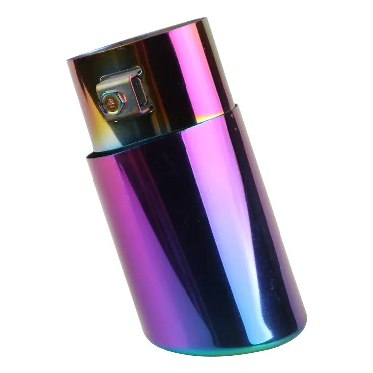 Universal stainless steel car exhaust tail pipe in straight and curved styles with baked blue finish