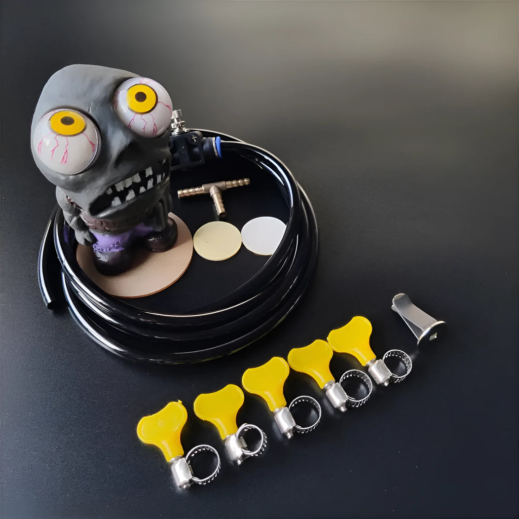 Turbo car blow-off valve ornament kit with doll decoration and pressure regulating components