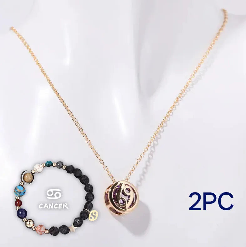 Natural stone bead necklace and bracelet set on adjustable cord