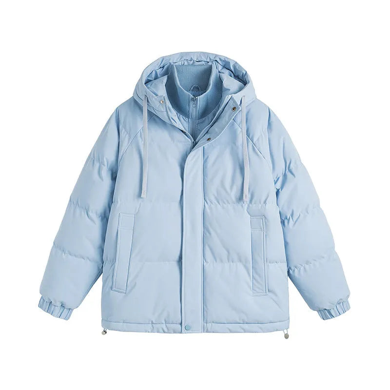 Loose fit cotton-padded winter jacket with side seam pockets in mustard yellow colour